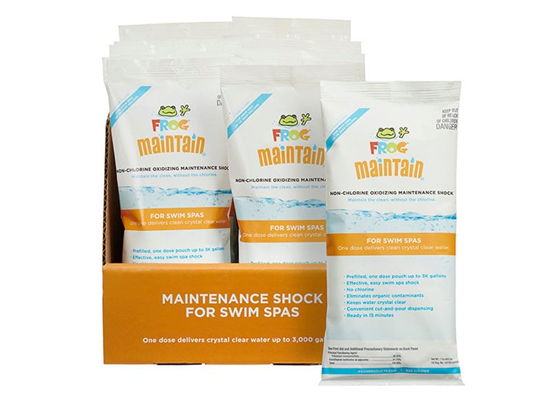 A packet of FROG Maintain sits outside a box full of the product.