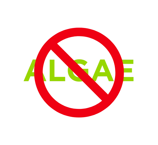 the word algae with a circle and slash through it