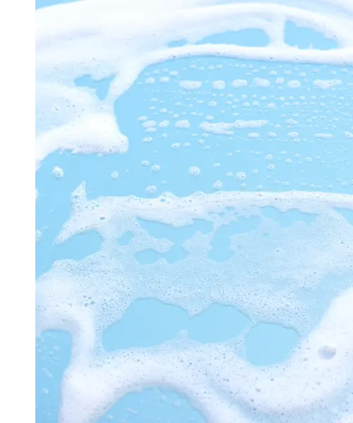 An overhead shot of foamy swim spa water